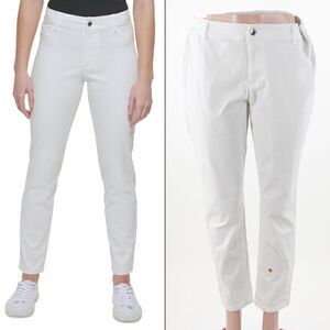 Calvin Klein Stretch Cotton Twill Pants in Soft White